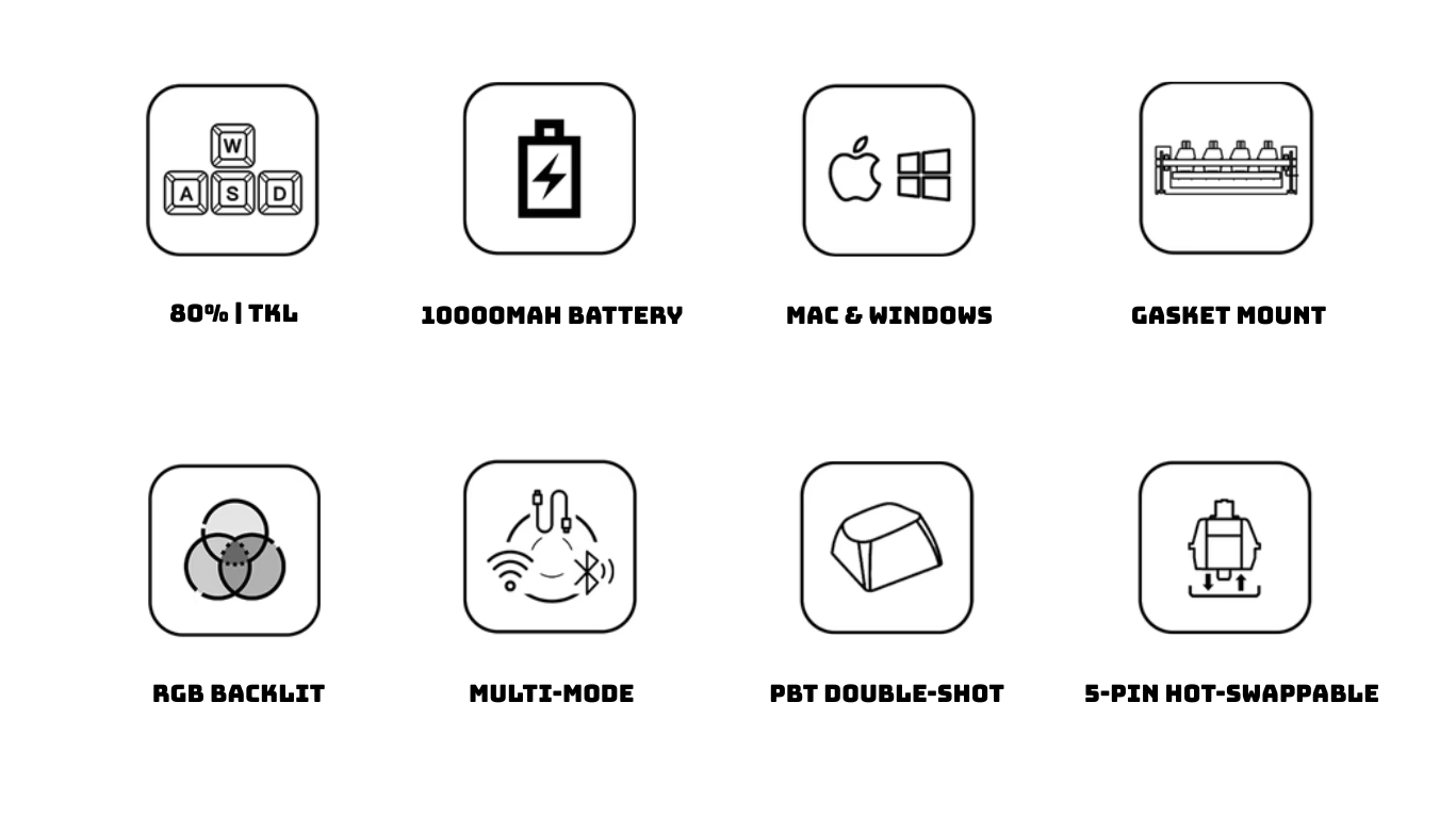 Bàn phím AKKO TAC87 Black & Gold Mirror 3 mode 2