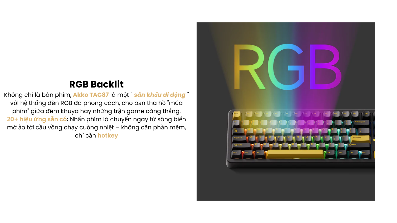 Bàn phím AKKO TAC87 Black & Gold Mirror 3 mode 5
