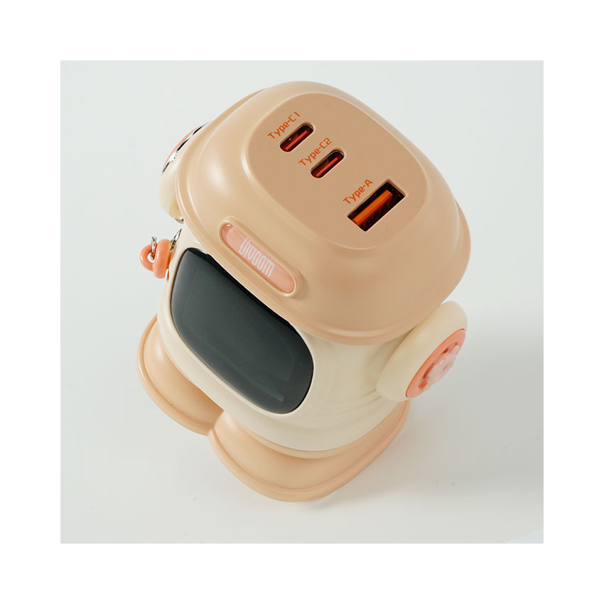 Củ sạc Divoom Dipow-65 màn hình LED 2C1A, màu hồng - Hình 4