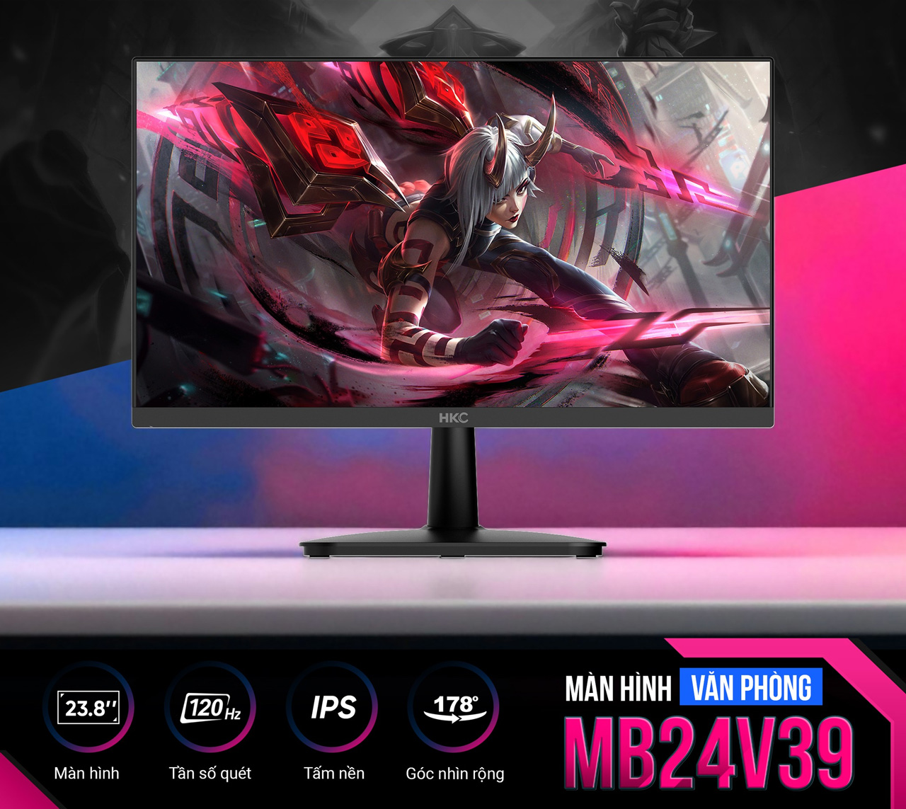 Màn hình HKC MB24V39 (23.8 inch/FHD/IPS/120Hz)