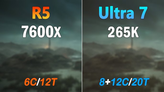 So sánh hiệu năng chơi game giữa Intel Core Ultra 7 265K và AMD Ryzen 5 7600X