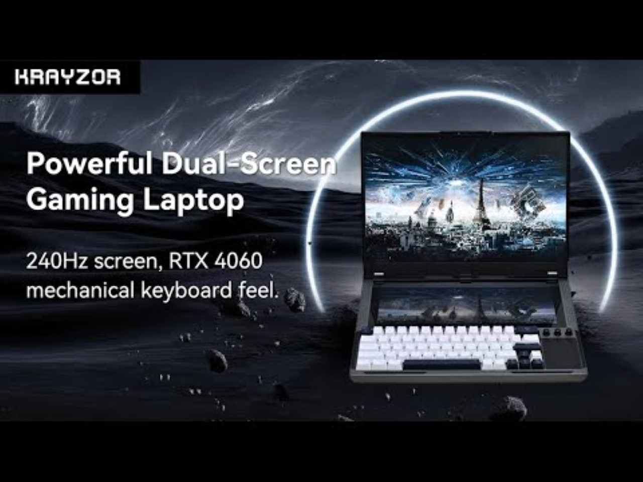 Laptop Krayzor: Thiết kế độc đáo với GPU mô-đun và màn hình kép