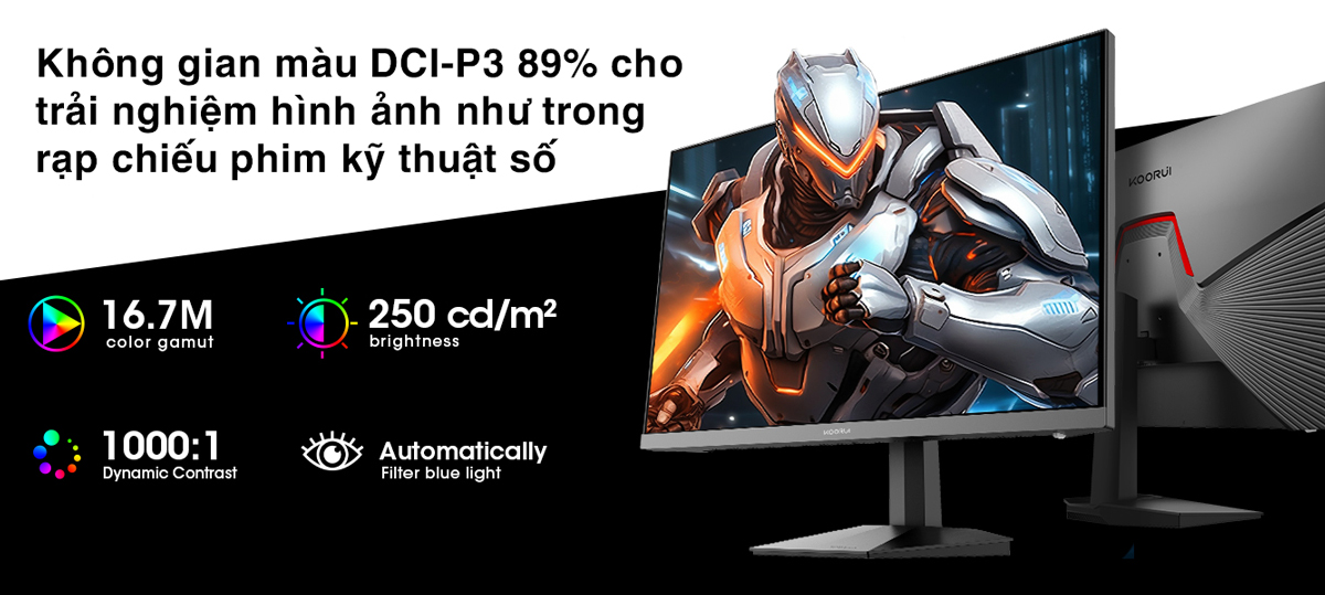 Độ phủ màu 89% DCI-P3 cùng với độ chính xác màu Delta E≤2 đảm bảo hiển thị màu sắc chuẩn xác